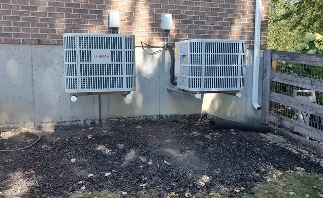 Newly installed outdoor condenser units by TAP Heating and Cooling