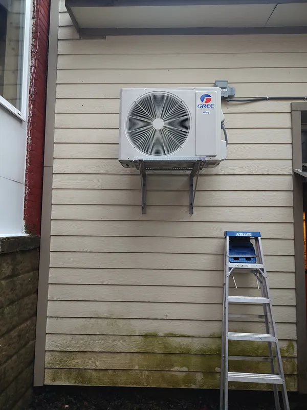Outdoor AC condenser unit installed by TAP Heating and Cooling