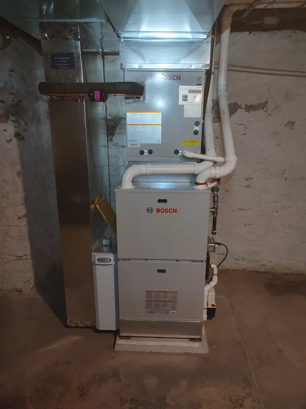 High-efficiency furnace and air handler installation