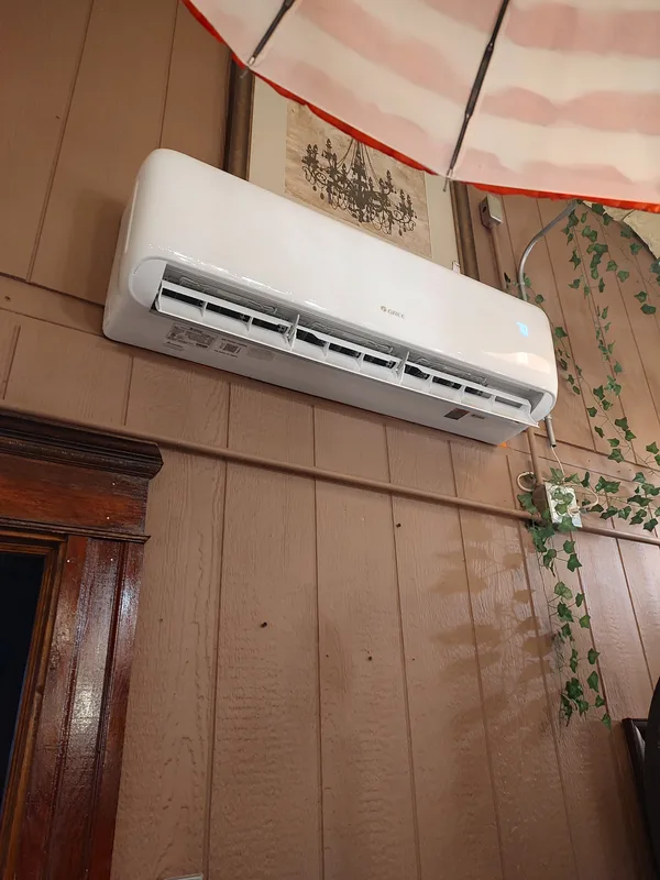 Ductless mini-split indoor unit mounted on the wall